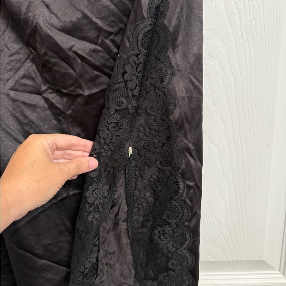 Vtg Chantilly Maidenform Lace Satin Half Slip Sz Lg Black Dacron Nylon USA Made - Picture 2 of 5